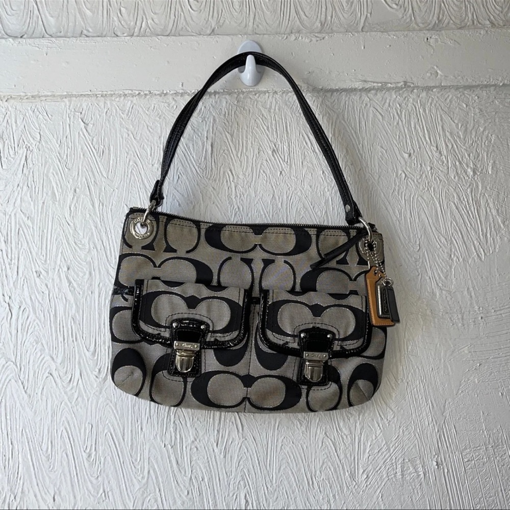 Coach Black & Gray Purse Double Pocket